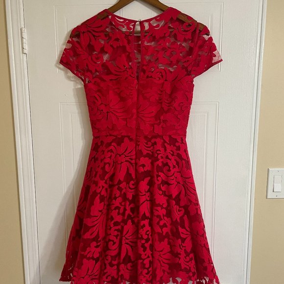 Ted Baker Caree Sheer Floral Overlay Dress Fuschia - Picture 4 of 9